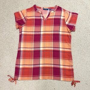 fresh Pink & Orange Plaid Top, Sm